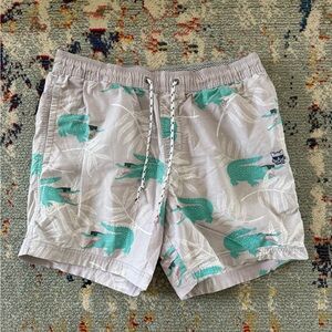 Stylish Gray Alligator Print Swim Trunks